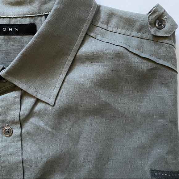 SEAN JOHN Mens 3XB Shirt Linen Short Sleeve Gray Button Up Big & Tall 3XL XXXL - Picture 4 of 9